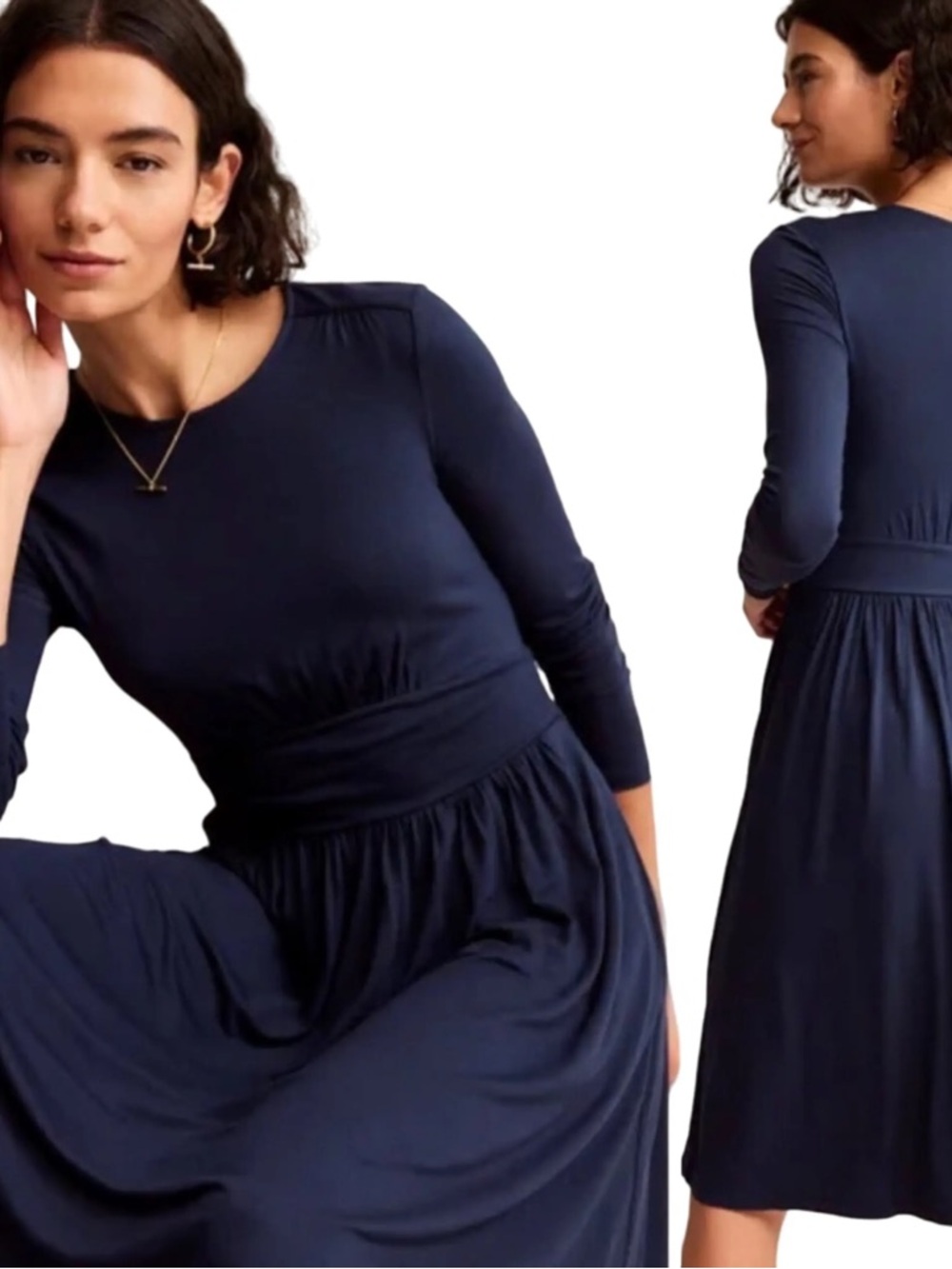 BODEN Thea Long Sleeve Midi Dress Navy Size 2